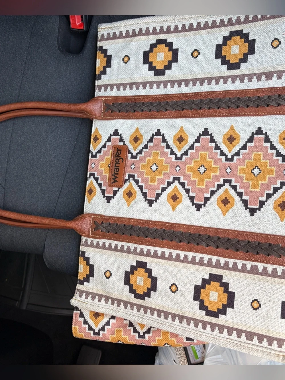 Wrangler Cream, Brown & Yellow Aztec Tote